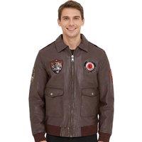 Infinity Leather Men's Flying Leather Bomber G-1 Aviator Collar Jacket - Hudson in Brown | Size: Medium
