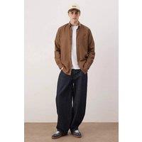 WOVCOR Men's Men's Regular Fit Gabardine Textured Button-Up Shirt in Brown | Size: Medium