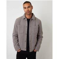 threadbare Men's Faux Wool Button Up Quilted Shacket in Beige | Size: Small