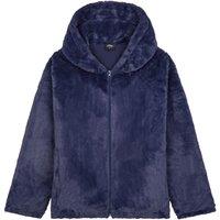 CityComfort Women's Fluffy Coat Hooded Cosy Stylish Faux Fur Outerwear Top in Navy | Size: Small