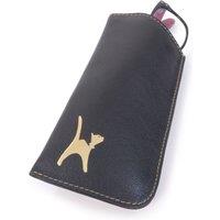 Catwalk Collection Handbags Women's Iris Leather Glasses Case Sleeve in Black