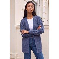 Roman Women's Petie Contrast Cable Knit Cardigan in Mid Blue | Size: 12