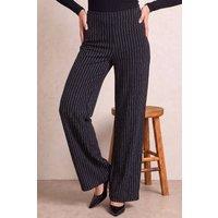 Roman Women's Petite Stripe Stretch Trouser in Black | Size: 8