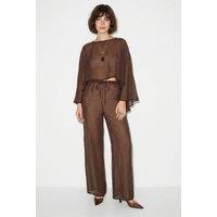 Bianco Lucci Women's Two-Piece Coordinated Set in Brown | Size: Small