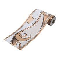 Living and Home PVC Self-Adhesive Wave Texture Wallpaper Borders Tile Waistline Wallpaper in Gold