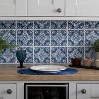 Wallpops Caeli Self Adhesive Vinyl Wall Tiles Pack of 12 (0.28sqm) in Blue | Size: 152mm x 152mm