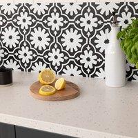 Wallpops Primrose Self Adhesive Vinyl Wall Tiles Pack of 12 (0.28sqm) in Black | Size: 152mm x 152mm