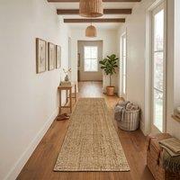 Charles Bentley Natural Jute Runner 60x180cm Hallway Runner Rug Mat Carpet in Brown | Size: 60 cm x 180 cm