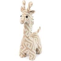 LIVIVO Giraffe Weighted Door Stop Sand Filled Decorative Fabric Stopper in Light Beige