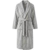 MODISHION Women's Shawl Collar Dressing Gown with Self-Tie Waist Belt in Grey | Size: 2XL