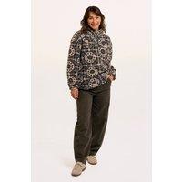 Brakeburn Women's Wey Printed 1/4 Zip Fleece in Navy | Size: 16
