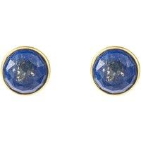 Latelita Women's Medium Circle Gemstone Earrings Gold Lapis Lazuli in Blue