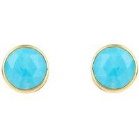 Latelita Women's Medium Circle Gemstone Earrings Gold Turquoise in Blue