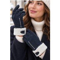 Fenland England Women's Real Leather Sheepskin Gloves in Navy | Size: Medium/Large