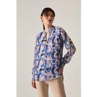 James Lakeland Women's Blue Mosaic Print Blouse | Size: 8