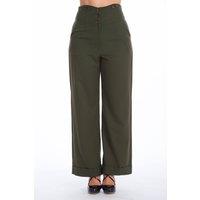 Banned Retro Women's Girl Boss Trouser-Dark Green in Dark Green | Size: XL
