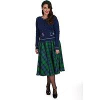 Banned Retro Women's Winter Check Swing Skirt-Green in Green | Size: Large