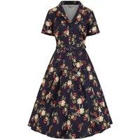 Banned Retro Women's Bella Romantic Floral Swing Dress-Blue in Blue | Size: Small
