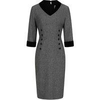 Banned Retro Women's Sylvia Herringbone Pencil Dress-Grey in Grey | Size: XL