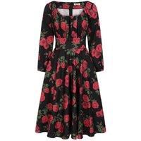 Banned Retro Women's Mina Romantic Roses Swing Dress-Black in Black | Size: Medium