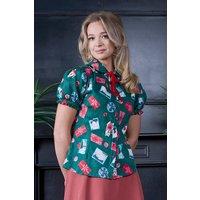 Banned Retro Women's Lilly Under The Tree Top-Green in Green | Size: Small