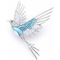 Angel Barocco Women's Bluebird Crystal Statement Brooch - Silver