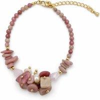 Angel Barocco Women's Pink Rhodonite, Rose Quartz & Pearl Cluster Bracelet - Pink
