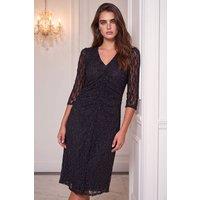 Roman Women's Petite Stretch Lace Dress in Black | Size: 16