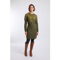 Weird Fish Women's Blakely Fair Isle Knitted Dress in Dark Green | Size: 16