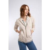 Weird Fish Women's Evrett Full Zip Hoodie Sweatshirt in Beige | Size: 12