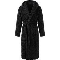 MODISHION Men's Hoodie Dressing Gown with Self-Tie Waist Belt in Black | Size: Medium