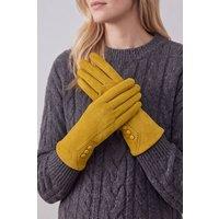 Vellin Women's Women's Touchscreen Faux Suede Gloves with Button Detail in Yellow