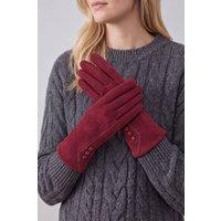 Vellin Women's Women's Touchscreen Faux Suede Gloves with Button Detail in Maroon