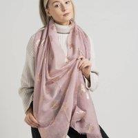 My Posh Shop Women's Dusky Pink Metallic Gold Mulberry Tree Of Life Scarf in Dusty Pink