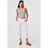 Izabel London Women's High Waist Skinny Cropped Trousers in White | Size: 18