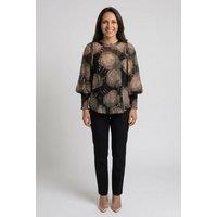 Izabel London Women's Printed Long Sleeve Layered Blouse in Black | Size: 12