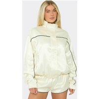 EGO Women's Oversized Long Sleeve Satin Jacket in Lemon | Size: 12