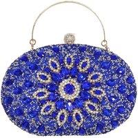 KDMD Women's Round Crystal Rhinestone Clutch Bag for Weddings & Parties - Blue