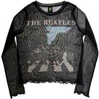 The Beatles Women's Abbey Road Logo Mesh Long-Sleeved Crop Top in Black | Size: Large