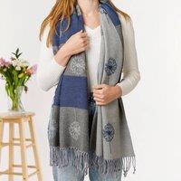 My Posh Shop Women's Navy & Grey Dandelion Print Scarf