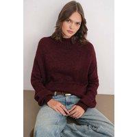 MixRay Women's Knit Sweater in Burgundy