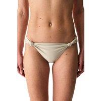 Penti Women's Devon Ruched Side Glitter Mid-Waist Bikini Bottom in Beige | Size: XS