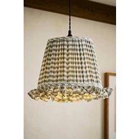 ValueLights Faye Linen Tapered Ruffle Detail Trim Easy Fit Pendant Light Shade in Pale Green