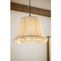 ValueLights Faye Linen Tapered Ruffle Detail Trim Easy Fit Pendant Light Shade in Natural