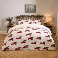 OHS Christmas Fleece Duvet Cover Pillowcase Bedding Set Quilt Soft Warm Sherpa Home in Natural | Size: King