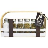 Kimm & Miller Kitchen Alchemy' 6 Jar Herb & Salt Rack Gift Set in White | Size: 150g