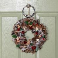 Samuel Alexander 30cm Hanging Christmas Wreath with Red Jingle Bells, Berries & Frosted Stars