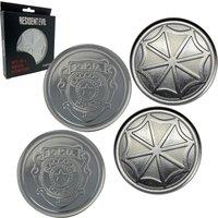 Resident Evil Set of 4 Embossed Metal Coasters in Metallic Silver