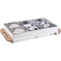 Cooks Professional 4-Section Buffet Warmer 7.2L with Hotplate Function & Adjustable Temp in White