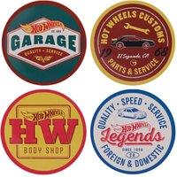 Hot Wheels Officially Licensed Set of Four Printed Metal Coasters